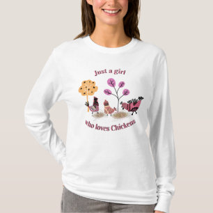T-shirt Juste Une Fille Qui Aime Les Poulets Pays Art Folk