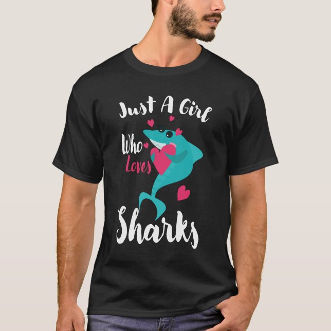 T-shirt Juste une fille qui aime les requins (Devant)