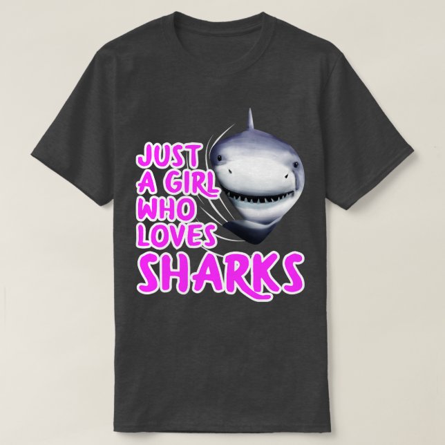 T-shirt Juste une fille qui aime les requins (Design devant)