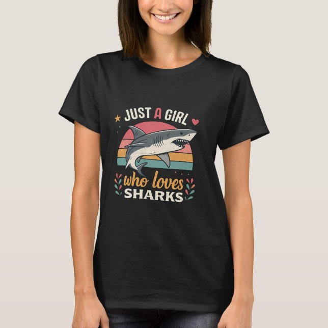 T-shirt Juste une fille qui aime les requins mignonette fi (Devant)
