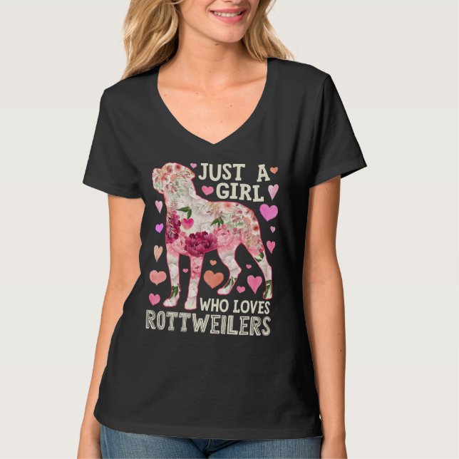 T-shirt Juste une fille qui aime les Rottweilers (Devant)