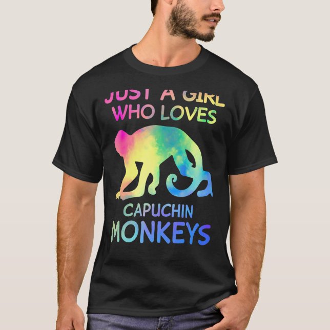T-shirt Juste Une Fille Qui Aime Les Singes Capucins Drôle (Devant)