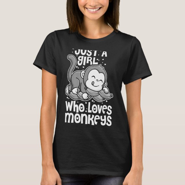 T-shirt Juste une fille qui aime les singes mignonne anima (Devant)