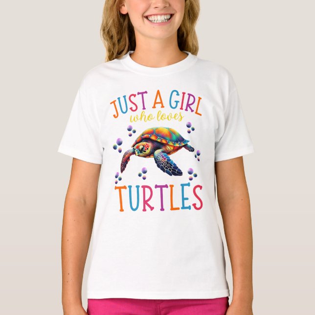 T-shirt Juste Une Fille Qui Aime Les Tortues, Mignonne Tor (Devant)