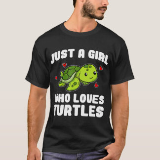 T-shirt Juste Une Fille Qui Aime Les Tortues Mignonne Tort