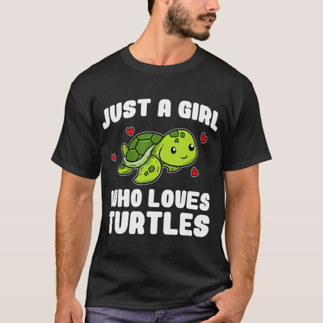 T-shirt Juste Une Fille Qui Aime Les Tortues Mignonne Tort (Devant)