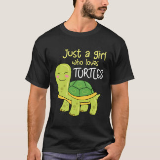 T-shirt Juste Une Fille Qui Aime Les Tortues Tortues Fille
