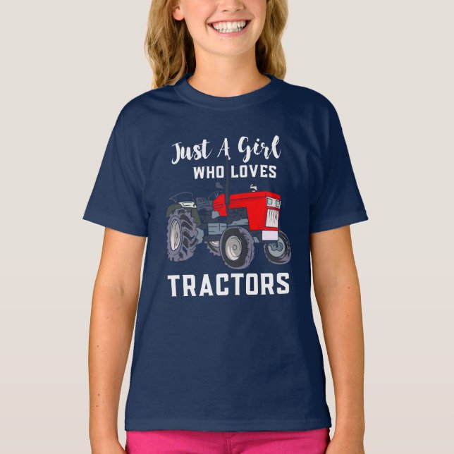 T-shirt Juste Une Fille Qui Aime Les Tracteurs (Devant)