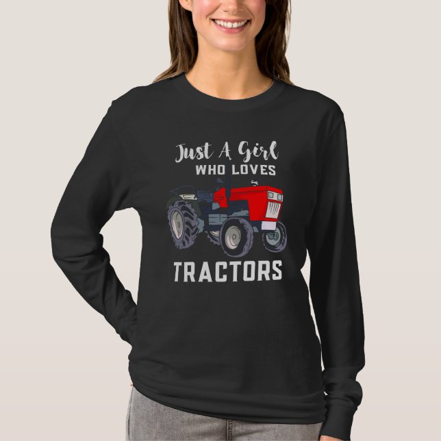 T-shirt Juste Une Fille Qui Aime Les Tracteurs Nouveauté (Devant)