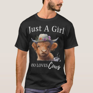 T-shirt Juste Une Fille Qui Aime Les Vaches Adorable Vache