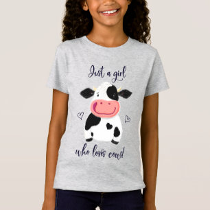 T-Shirt Juste Une Fille Qui Aime Les Vaches ! Coeurs Et Ho