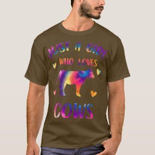T-shirt Juste une fille qui aime les vaches Colorful Tie D