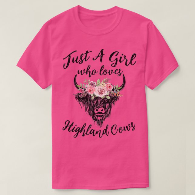 T-shirt Juste Une Fille Qui Aime Les Vaches Des Highlands  (Design devant)