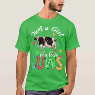 T-shirt Juste Une Fille Qui Aime Les Vaches Drôle Vache Fl