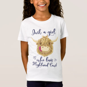 T-Shirt Juste une fille qui aime les vaches écossaises des