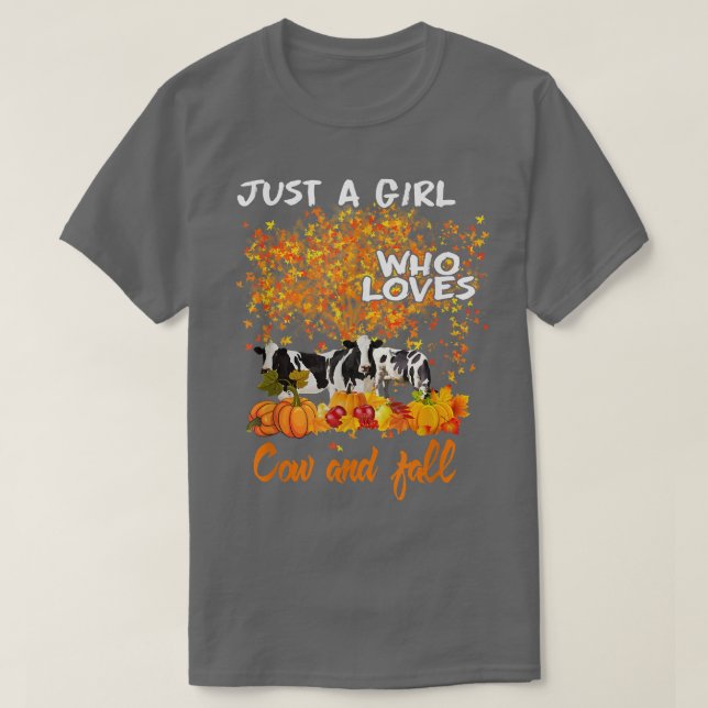 T-shirt Juste une fille qui aime les vaches et la citrouil (Design devant)