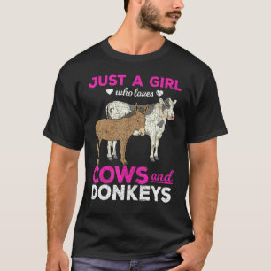 T-shirt Juste une fille qui aime les vaches et les ânes, a