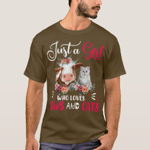 T-shirt Juste une fille qui aime les vaches et les chats F