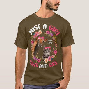 T-shirt Juste Une Fille Qui Aime Les Vaches Et Les Chats M
