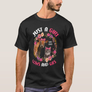 T-shirt Juste Une Fille Qui Aime Les Vaches Et Les Chats M