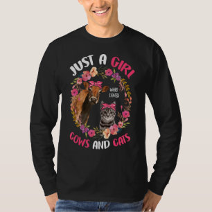 T-shirt Juste Une Fille Qui Aime Les Vaches Et Les Chats M