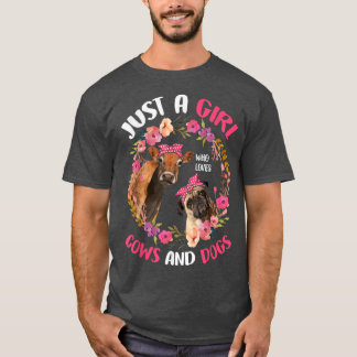 T-shirt Juste Une Fille Qui Aime Les Vaches Et Les Chiens