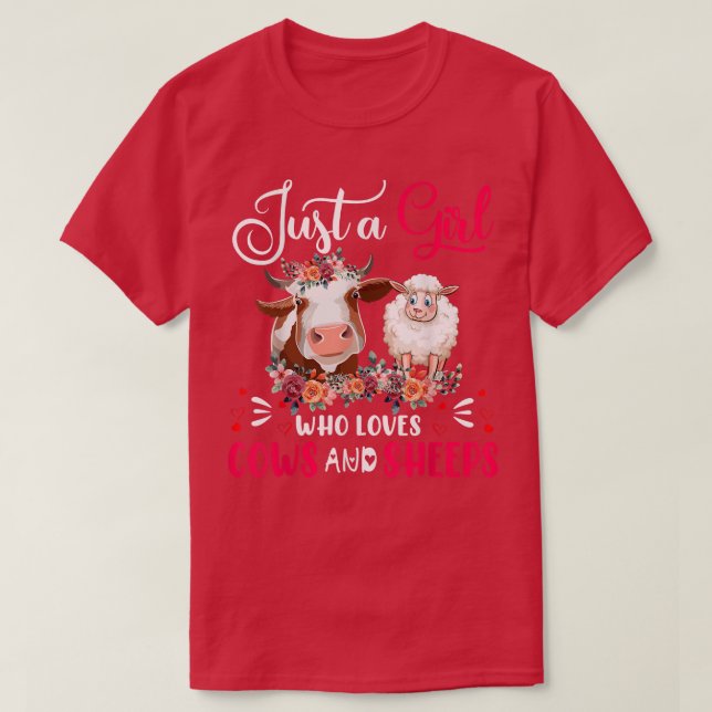 T-shirt Juste une fille qui aime les vaches et les moutons (Design devant)