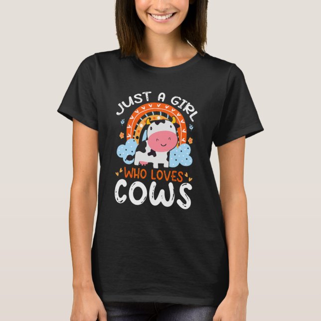 T-shirt Juste Une Fille Qui Aime Les Vaches Fleurs De Vach (Devant)