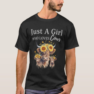 T-shirt Juste Une Fille Qui Aime Les Vaches Highland Cow S