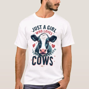 T-shirt Juste une fille qui aime les vaches Vintage néon C