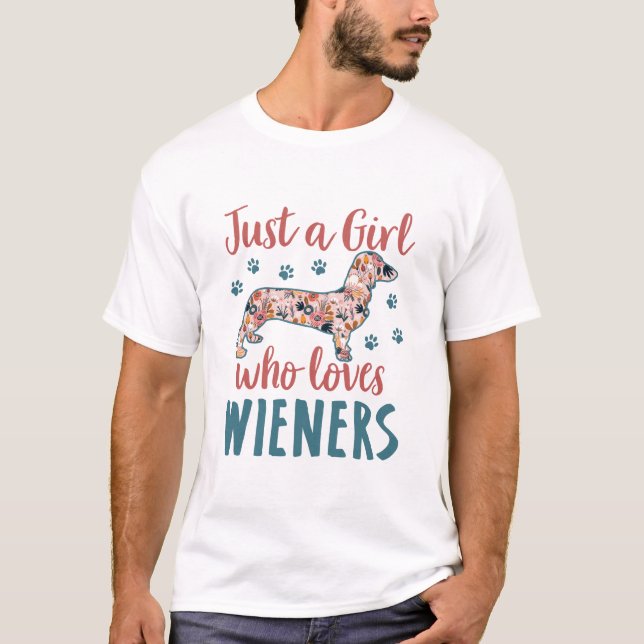 T-shirt Juste une fille qui aime les Wieners Dachshund Lov (Devant)