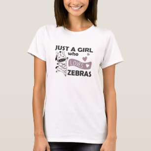 T-shirt Juste Une Fille Qui Aime Les Zèbres Aimer Coeur Mi