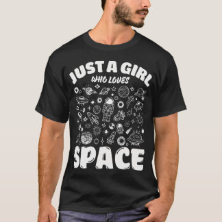 T-shirt Juste Une Fille Qui Aime L'espace Planètes Amoure