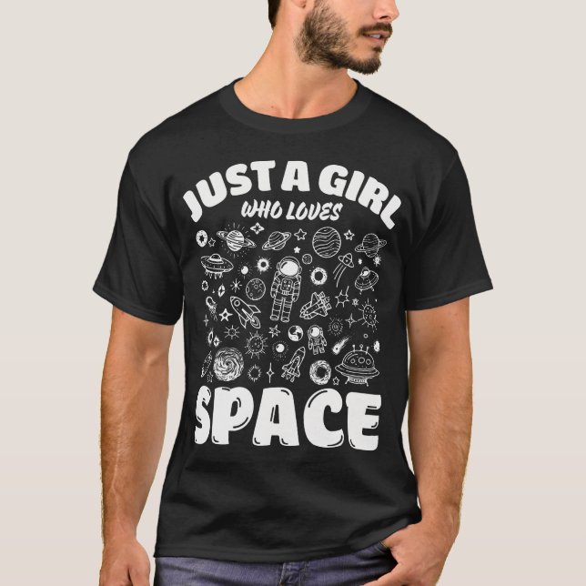 T-shirt Juste Une Fille Qui Aime L'espace  Planètes Amoure (Devant)