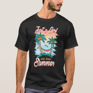 T-shirt Juste Une Fille Qui Aime L'été Aloha Plage Tropica