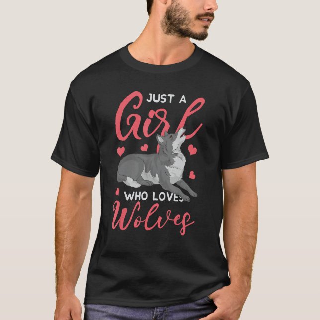 T-shirt Juste une fille qui aime loups Predator Forest Ani (Devant)
