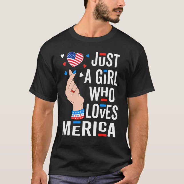 T-shirt Juste une fille qui aime Merica 4 juillet K Pop Fi (Devant)