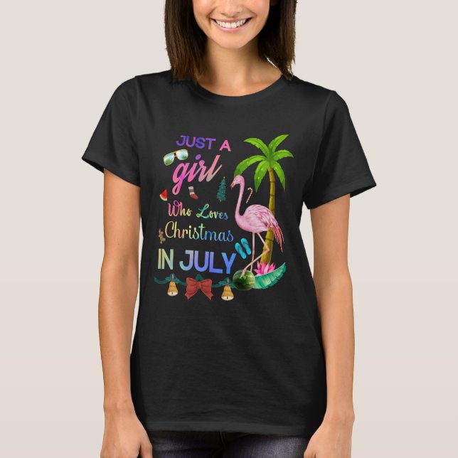 T-shirt Juste Une Fille Qui Aime Noël En Flamant rose Juil (Devant)