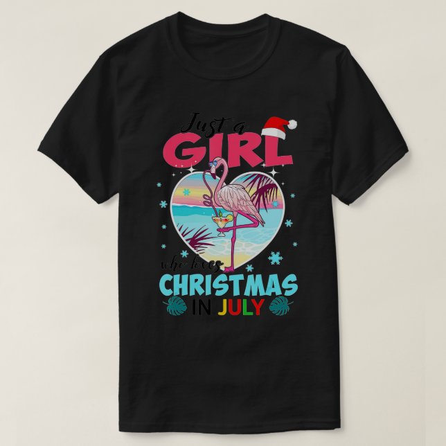T-shirt Juste Une Fille Qui Aime Noël En Juillet Été Fla (Design devant)