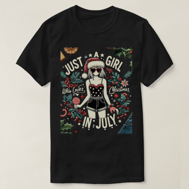 T-shirt Juste Une Fille Qui Aime Noël En Juillet Femme Ama (Design devant)