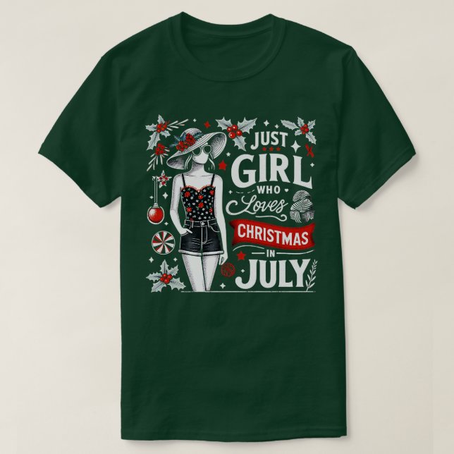 T-shirt Juste Une Fille Qui Aime Noël En Juillet Femme Ama (Design devant)