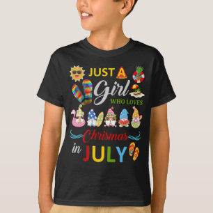T-shirt Juste Une Fille Qui Aime Noël En Juillet Gnomes Su