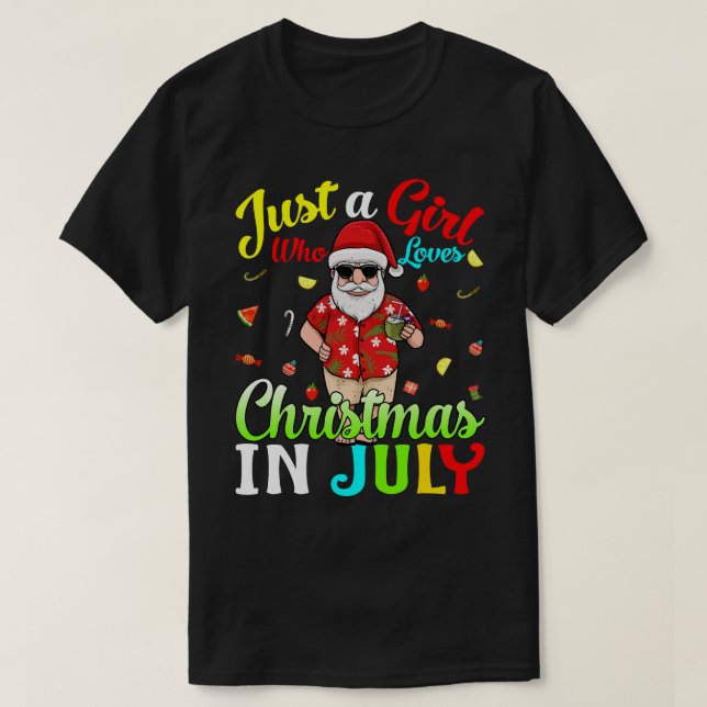 T-shirt Juste Une Fille Qui Aime Noël En Juillet Hawaï H (Design devant)
