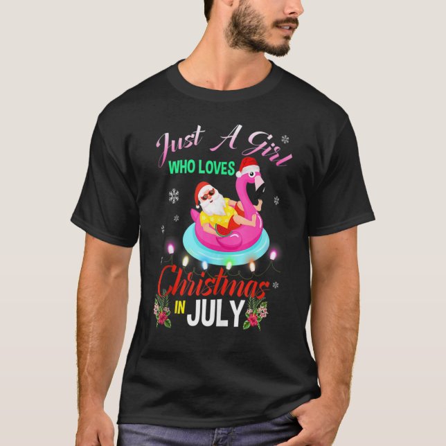 T-shirt Juste Une Fille Qui Aime Noël En Juillet Sata Flam (Devant)