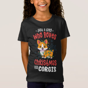 T-Shirt Juste une fille qui aime Noël et Corgis Kawaii