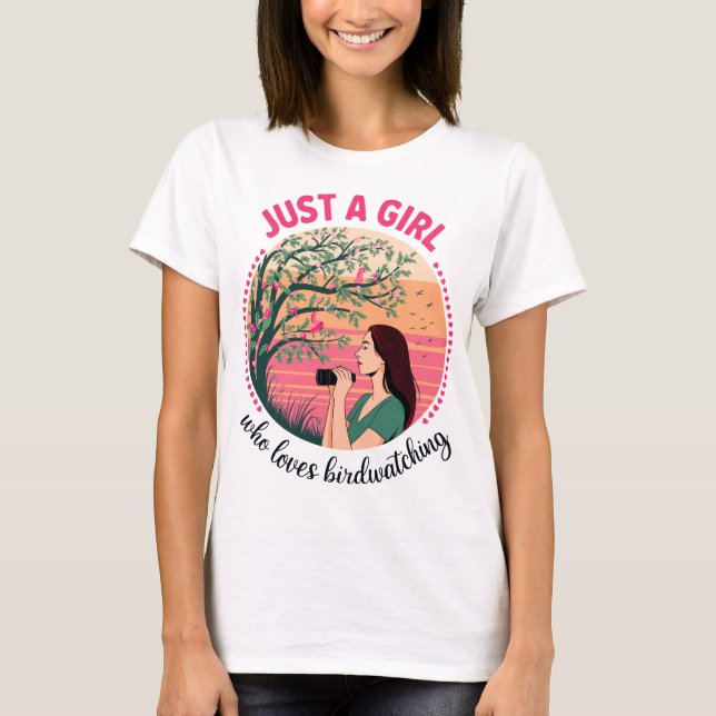 T-shirt Juste une fille qui aime observer les oiseaux Suns (Devant)