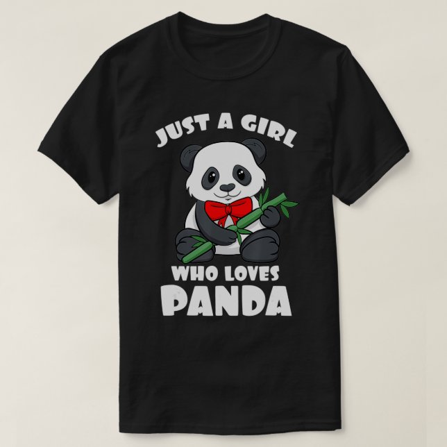 T-shirt Juste Une Fille Qui Aime Panda Bamboo Black Patch  (Design devant)