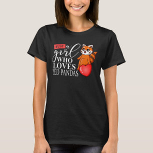 T-shirt Juste Une Fille Qui Aime Panda Rouge Ours I Fille