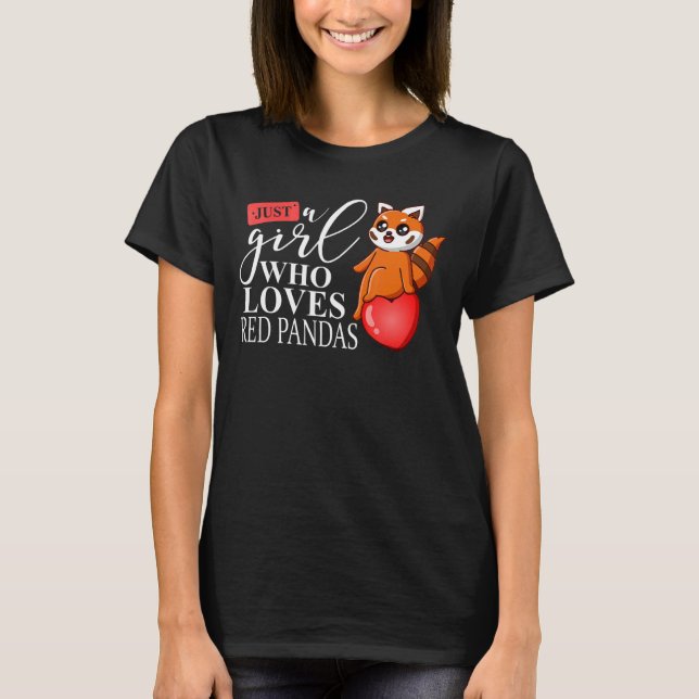 T-shirt Juste Une Fille Qui Aime Panda Rouge Ours I Fille  (Devant)