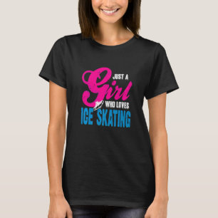 T-shirt Juste Une Fille Qui Aime Patinage Sur Glace Vintag